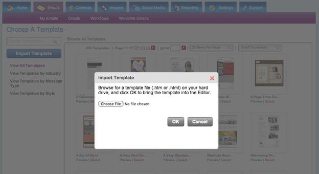 Import HTML email template designs screenshot  